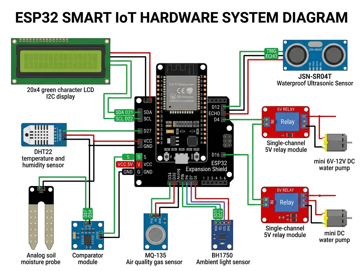 Diagram Skema Pengkabelan ESP32