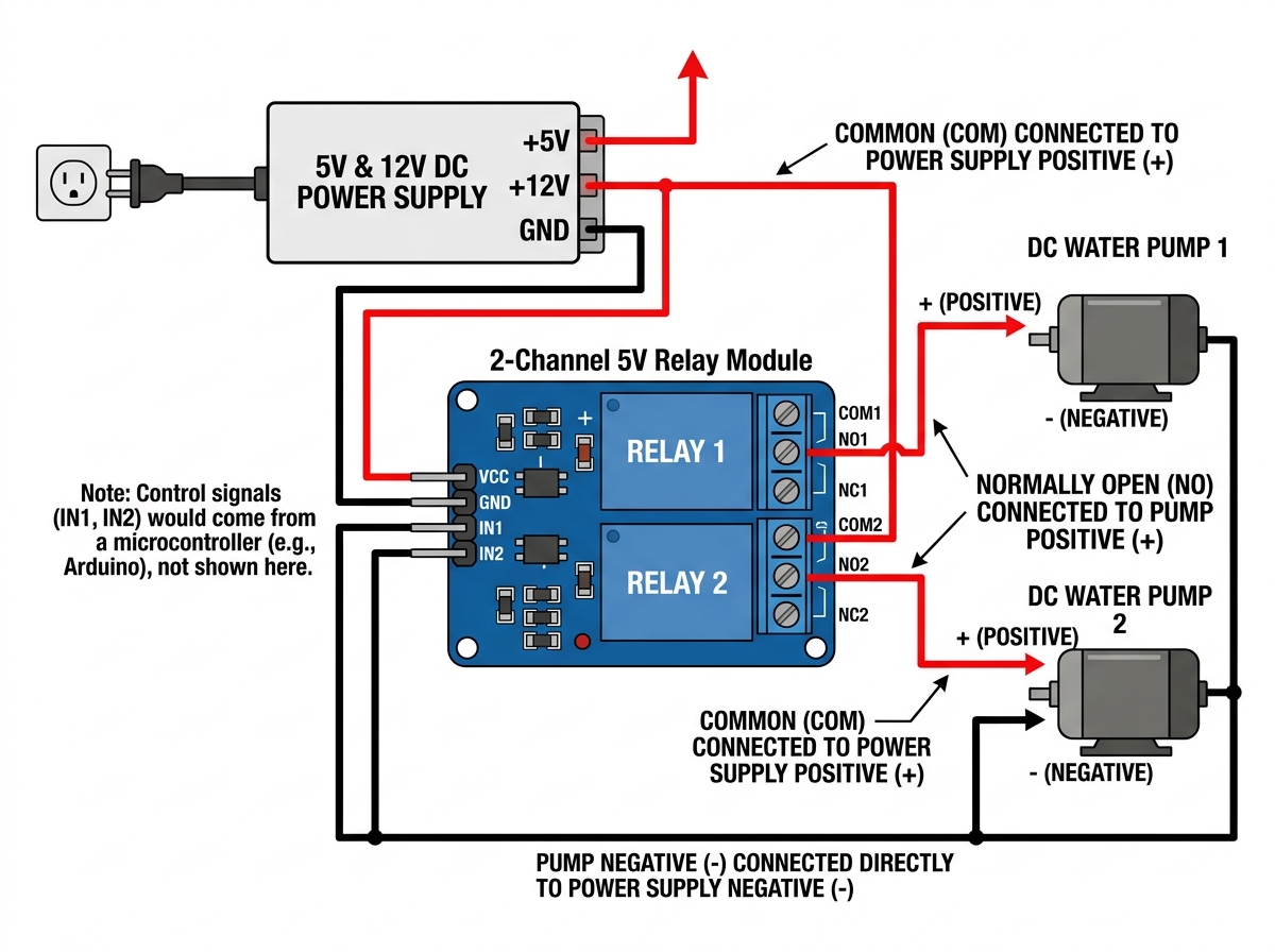 Diagram Pengkabelan Relay & Pompa